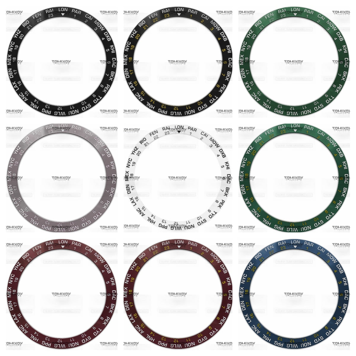38MM Black Grey Blue Green Brown Ceramic Sloped Watch Bezel Insert Fit For S-K-X Mechanical Wristwatch