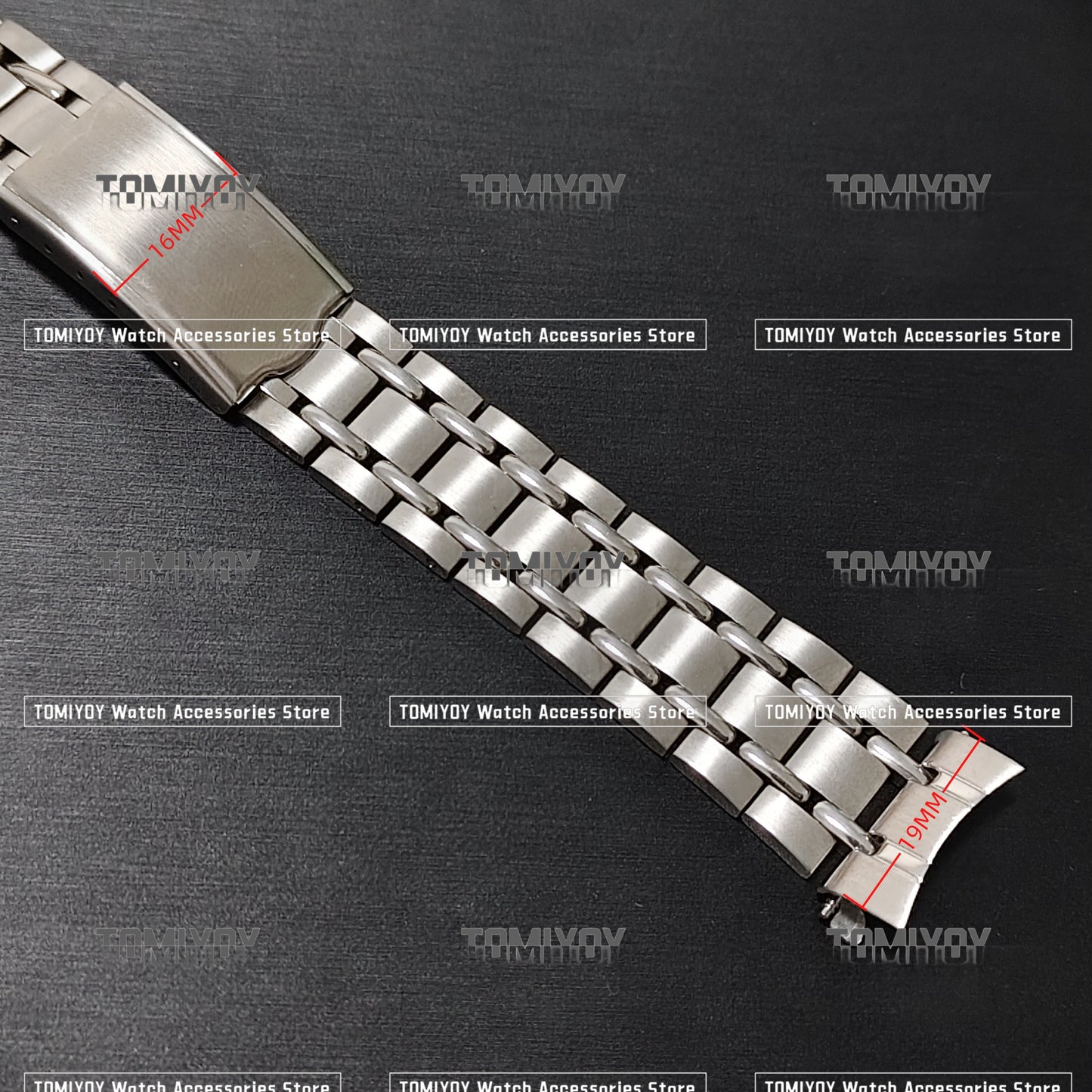 Vintage All Brush 19MM Curved End Silver Stainless Steel Solid Watch Band Fit For S-K-X 6139 6138 Watch