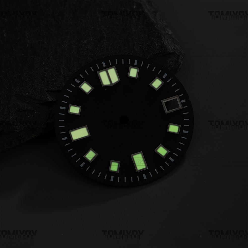 Mod White 28.5mm C3 Green luminous Watch Dial Fit For S-K-X6105 007 Automatic Movement
