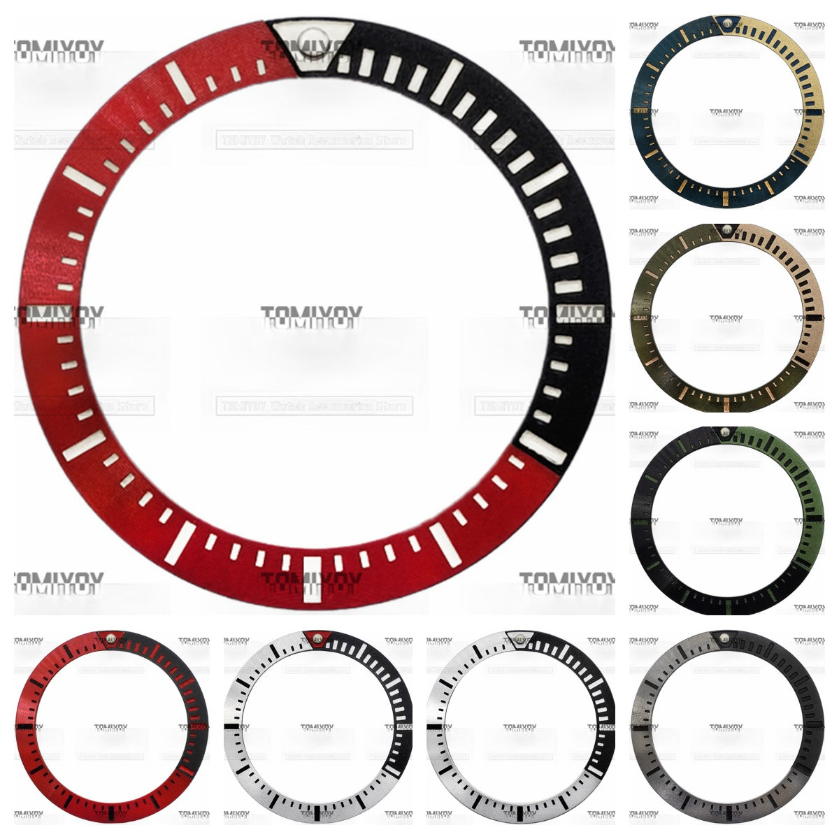 37.2MM Black Red Silver Blue Green Grey Aluminum Watch Bezel Insert Fit For S-K-X007 Mechanical Wristwatch