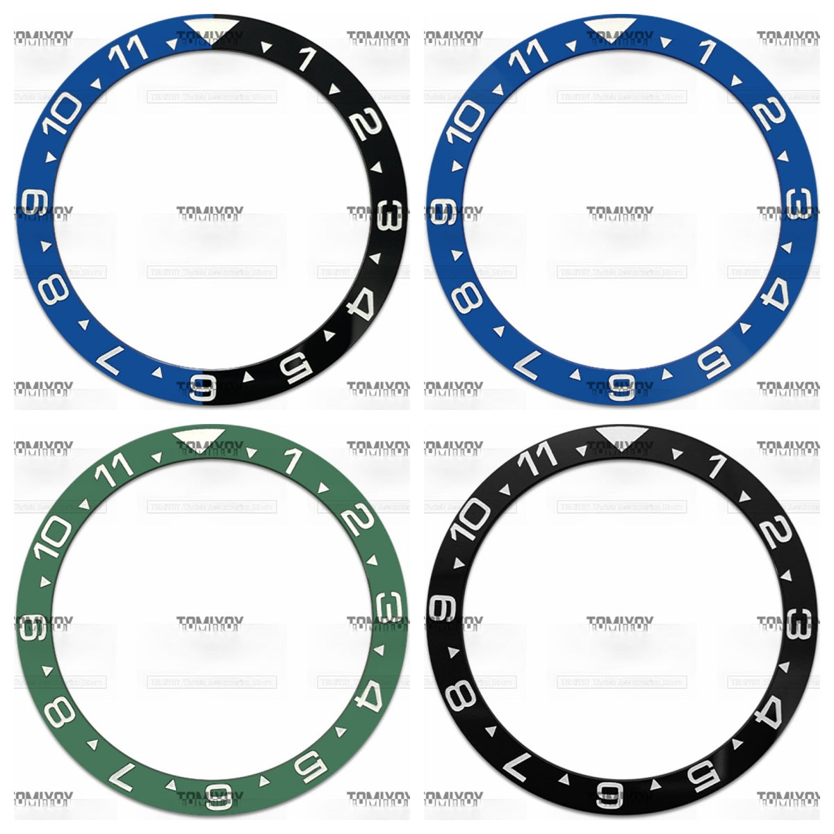 39MM Blue Black Green 12Hours Ceramic Flat Watch Bezel Insert Fit For S-K-X Mechanical Wristwatch