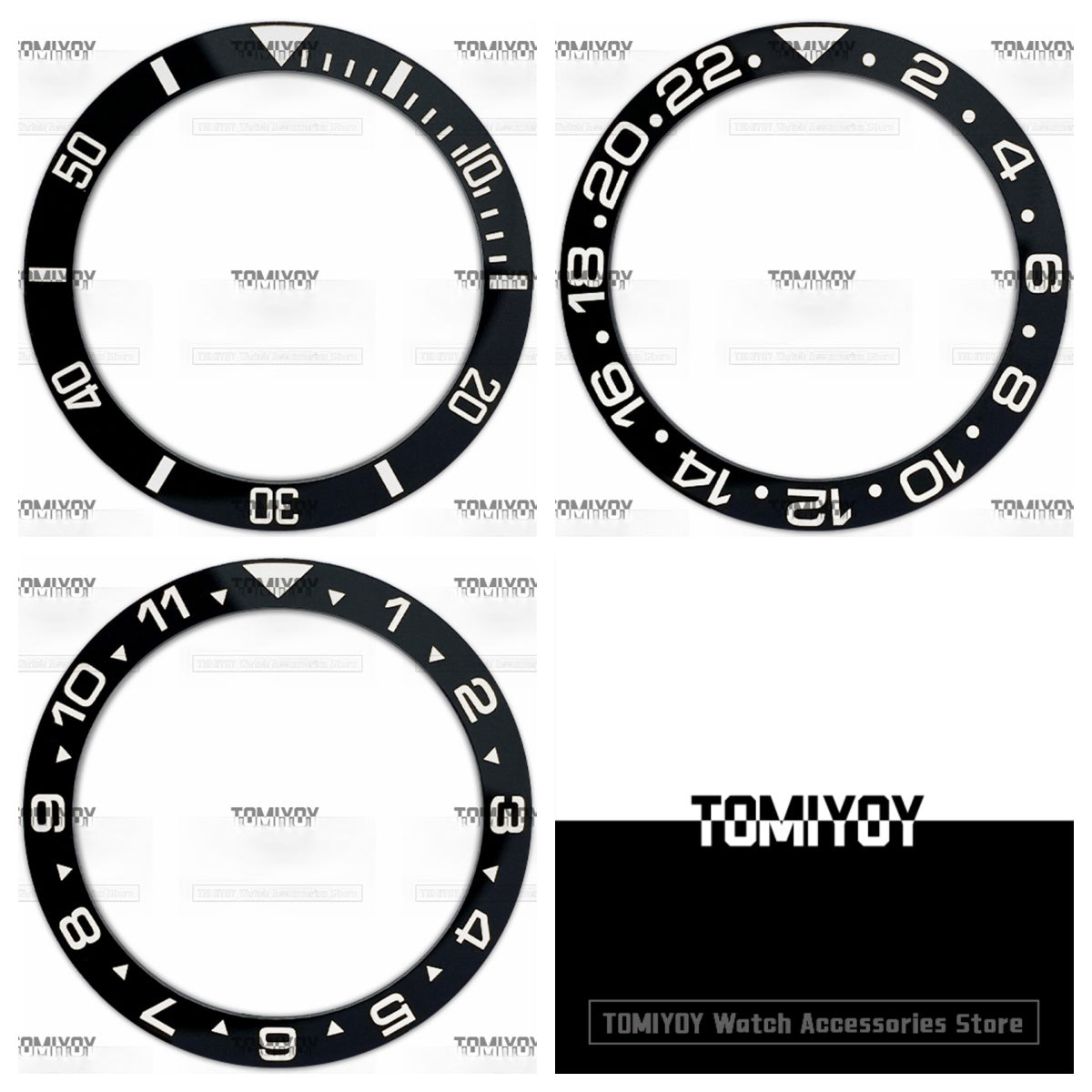 38MM Black Ceramics Flat Watch Bezel Insert Fit For S-K-X Mechanical Wristwatch