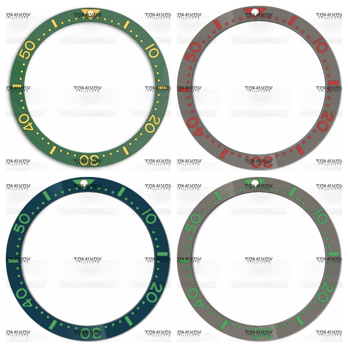38MM Green Purple Blue Ceramics Flat Watch Bezel Insert Fit For S-K-X Mechanical Wristwatch