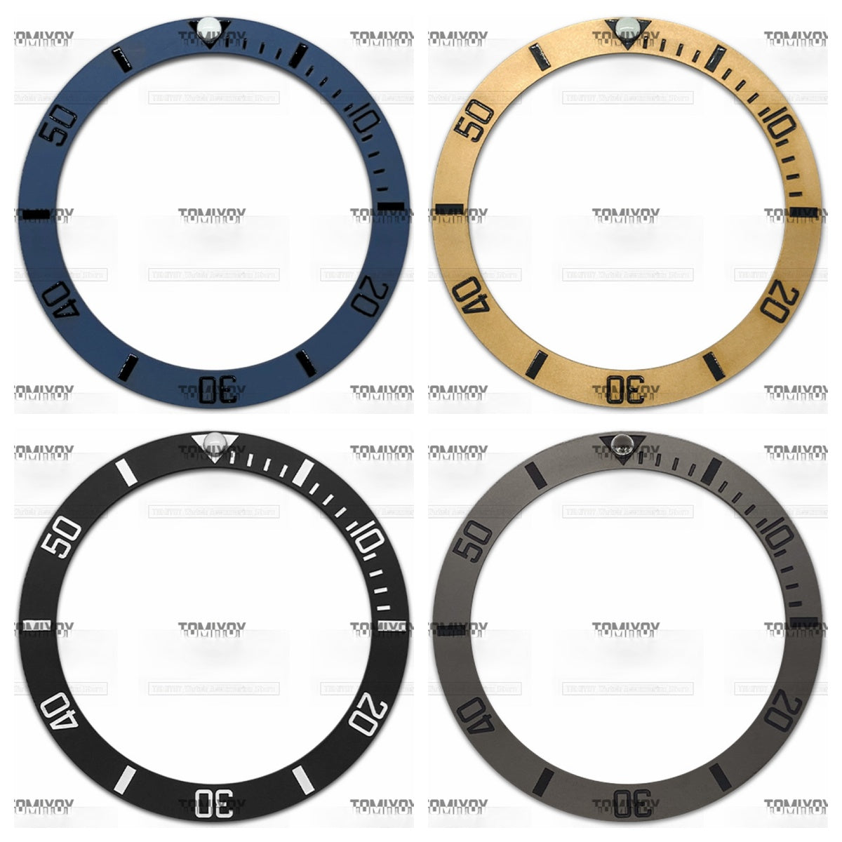 38MM Gold Rose Gold Blue Black Frosting Ceramics Sloped Watch Bezel Insert Fit For R-L-X SUB Mechanical watch