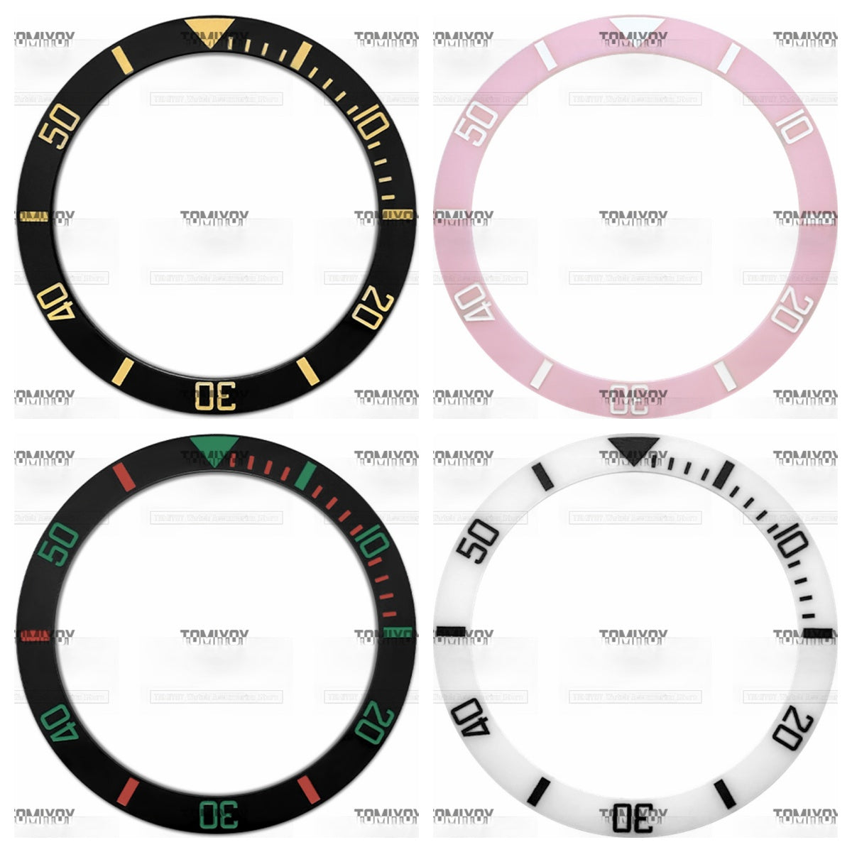 38MM Black White Pink Ceramics Sloped Watch Bezel Insert Fit For R-L-X SUB Mechanical Wristwatch