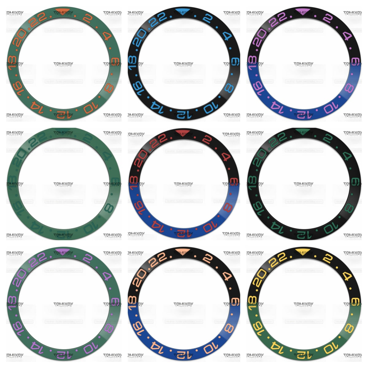 38MM Black Blue Green Ceramics Sloped Watch Bezel Insert Fit For R-L-X GMT Mechanical Wristwatch