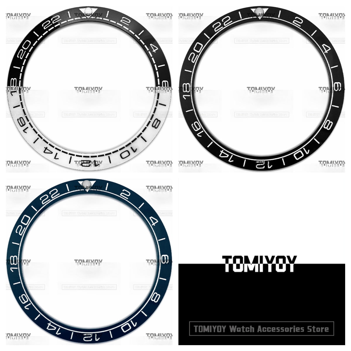 38MM Silver Black Blue Ceramic Sloped Watch Bezel Insert Fit For S-K-X Mechanical Wristwatch