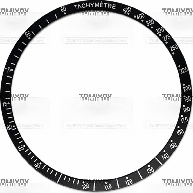 38.4MM Black Sliver Aluminum Flat Watch Bezel Insert Fit For O-M-G Men's Mechanical Watches