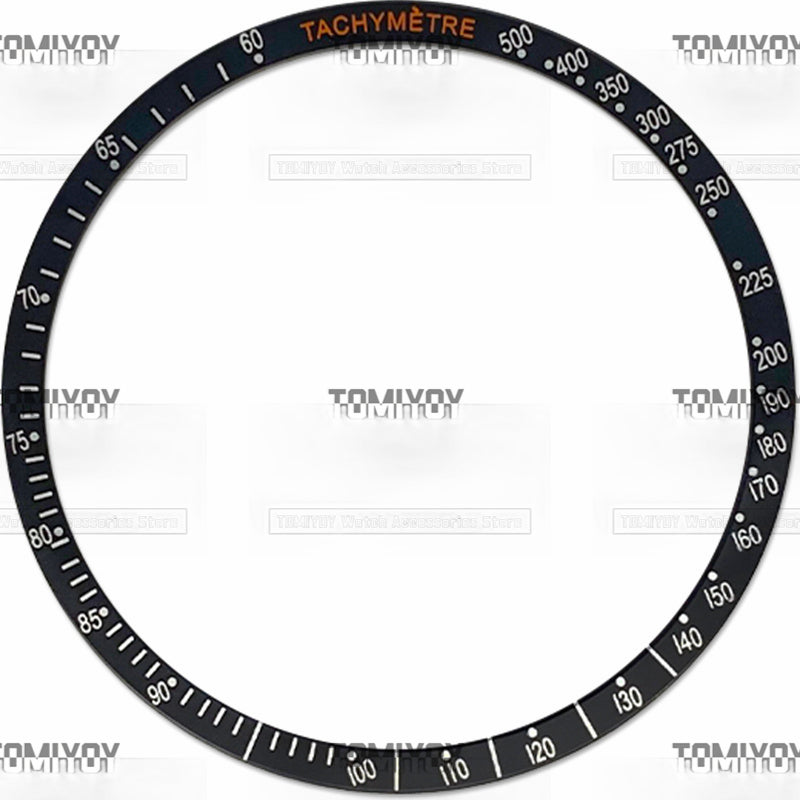 38.4MM Black Sliver Aluminum Flat Watch Bezel Insert Fit For O-M-G Men's Mechanical Watches