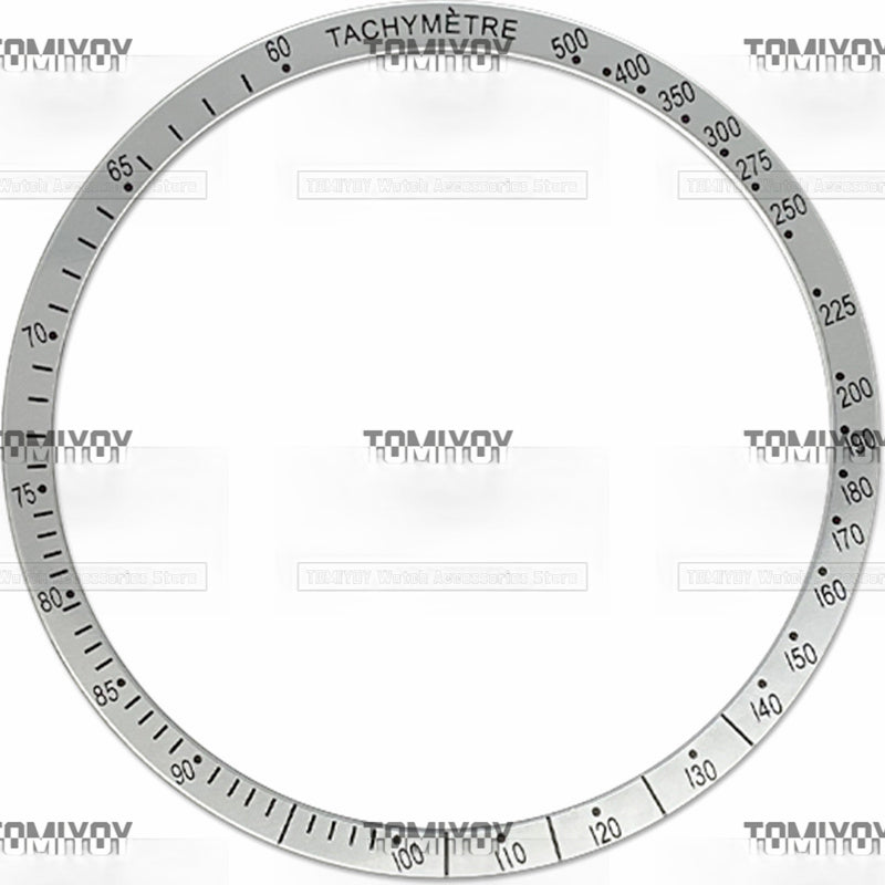 38.4MM Black Sliver Aluminum Flat Watch Bezel Insert Fit For O-M-G Men's Mechanical Watches