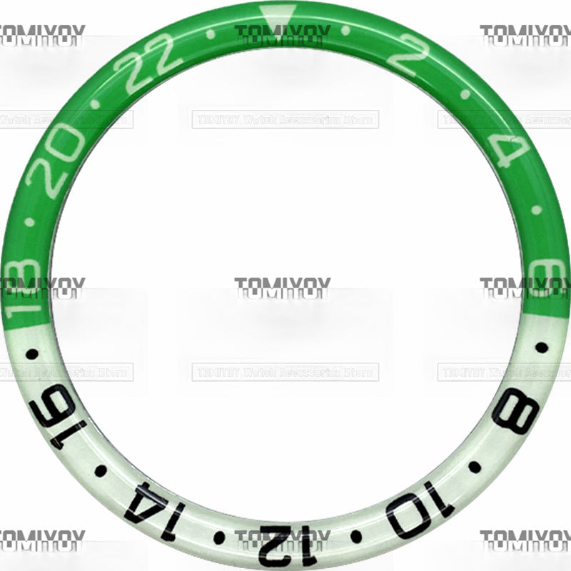 38MM Orange Blue Green Pink Grey Resin Green Luminous Flat Watch Bezel Insert Fit For S-K-X Mechanical Wristwatch