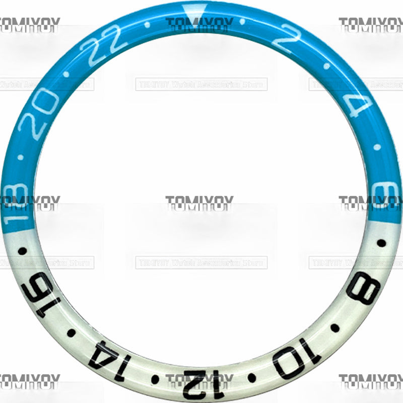 38MM Orange Blue Green Pink Grey Resin Green Luminous Flat Watch Bezel Insert Fit For S-K-X Mechanical Wristwatch