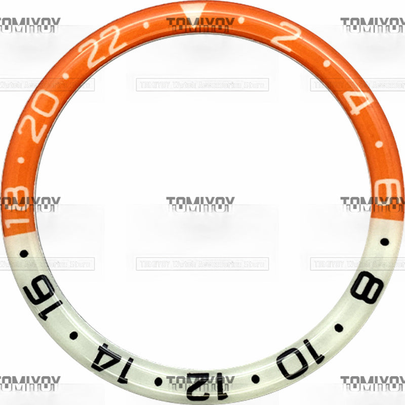 38MM Orange Blue Green Pink Grey Resin Green Luminous Flat Watch Bezel Insert Fit For S-K-X Mechanical Wristwatch