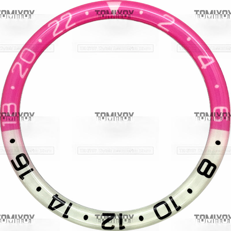 38MM Orange Blue Green Pink Grey Resin Green Luminous Flat Watch Bezel Insert Fit For S-K-X Mechanical Wristwatch