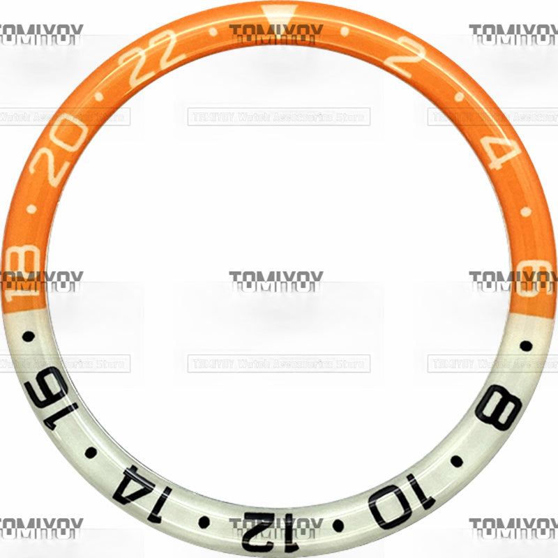 38MM Orange Blue Green Pink Grey Resin Green Luminous Flat Watch Bezel Insert Fit For S-K-X Mechanical Wristwatch