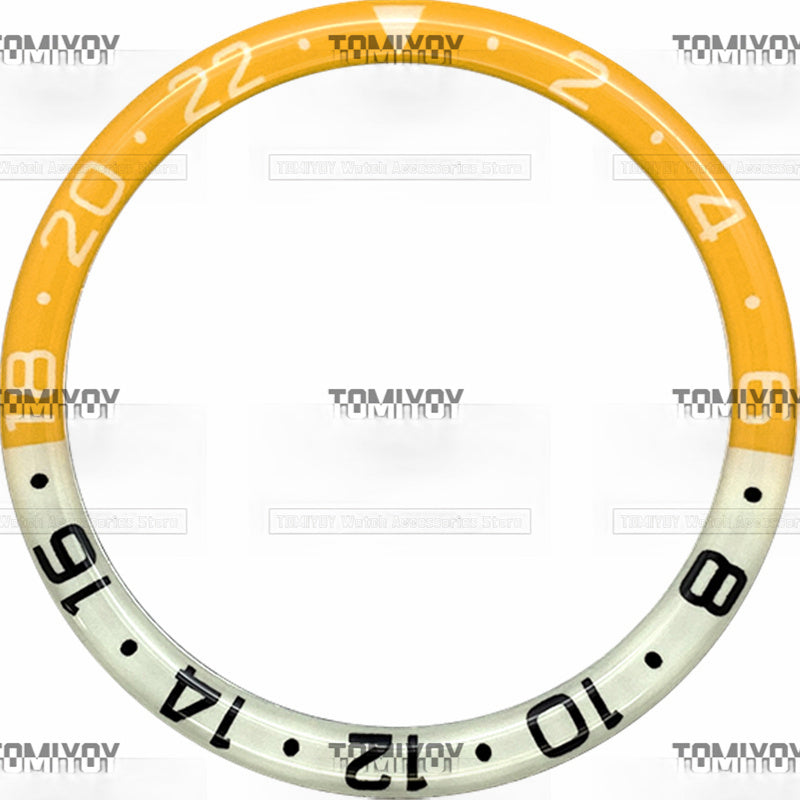 38MM Orange Blue Green Pink Grey Resin Green Luminous Flat Watch Bezel Insert Fit For S-K-X Mechanical Wristwatch