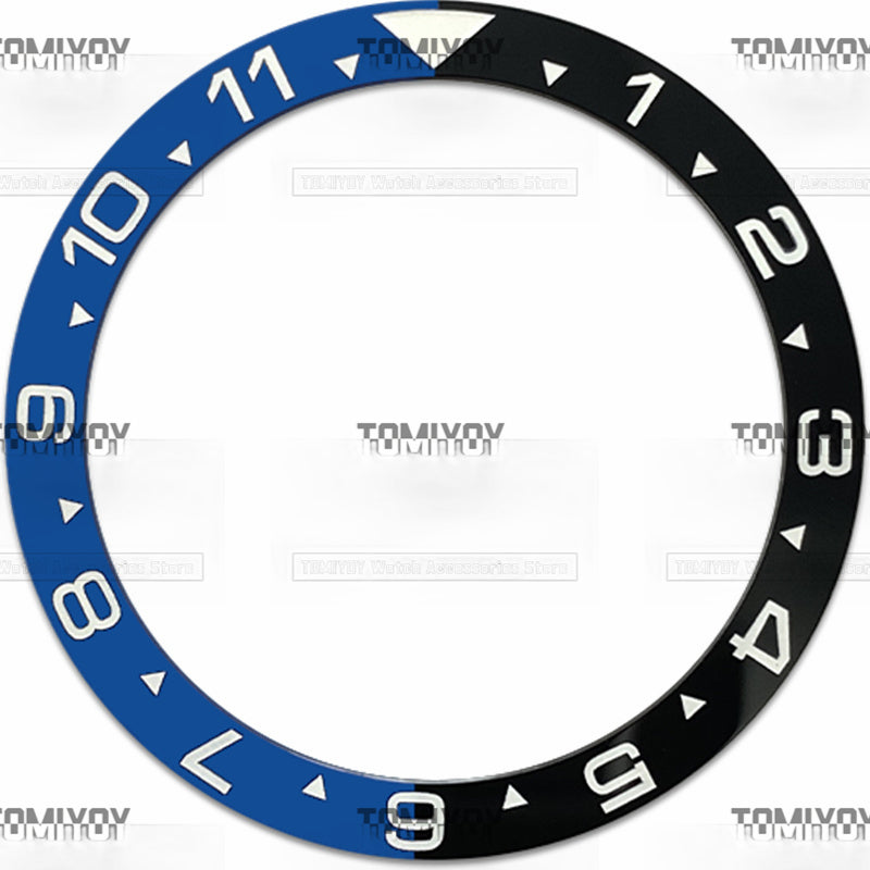 39MM Blue Black Green 12Hours Ceramic Flat Watch Bezel Insert Fit For S-K-X Mechanical Wristwatch