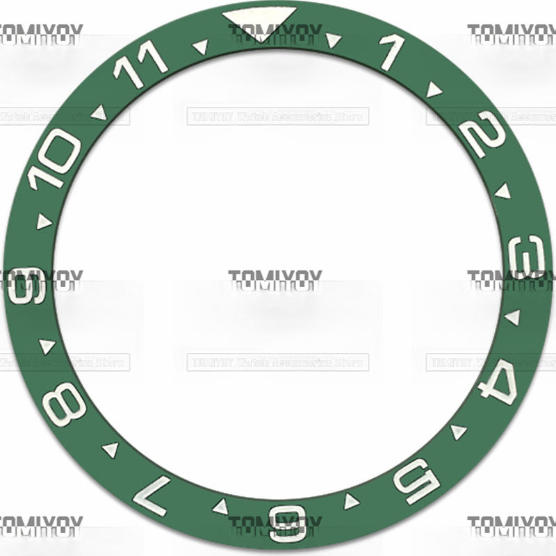39MM Blue Black Green 12Hours Ceramic Flat Watch Bezel Insert Fit For S-K-X Mechanical Wristwatch