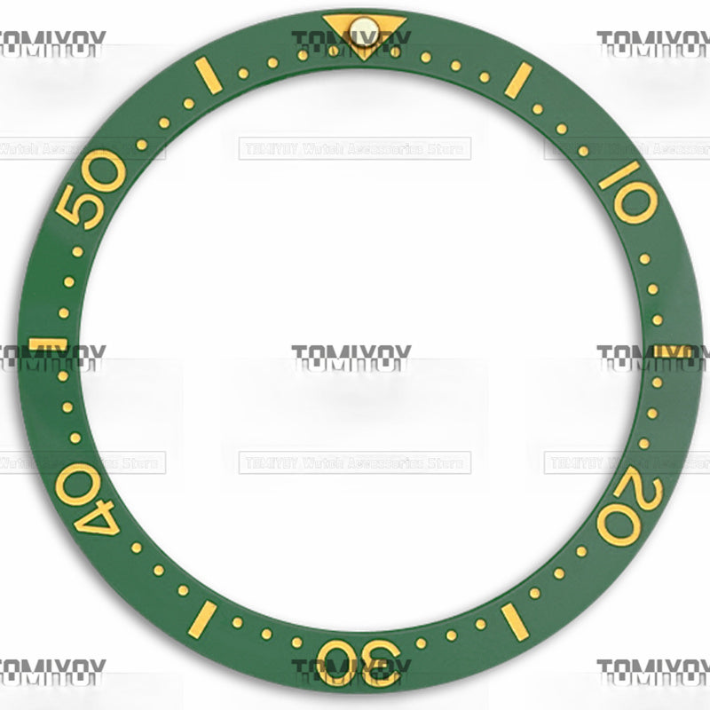38MM Green Purple Blue Ceramics Flat Watch Bezel Insert Fit For S-K-X Mechanical Wristwatch