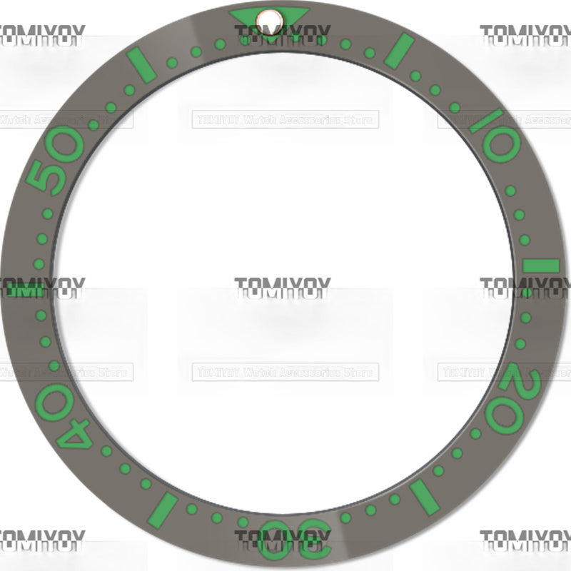 38MM Green Purple Blue Ceramics Flat Watch Bezel Insert Fit For S-K-X Mechanical Wristwatch