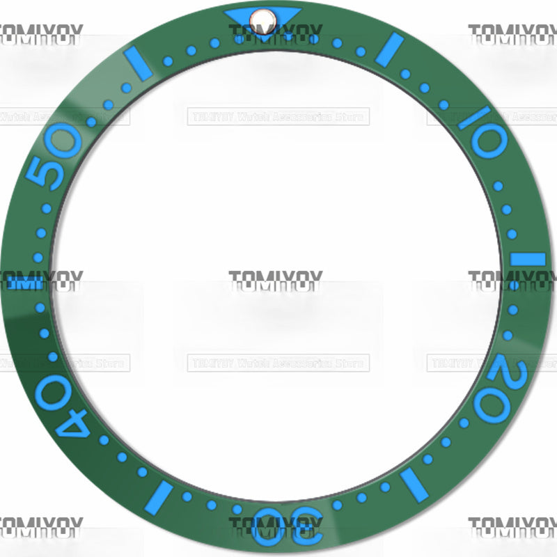 38MM Green Purple Blue Ceramics Flat Watch Bezel Insert Fit For S-K-X Mechanical Wristwatch
