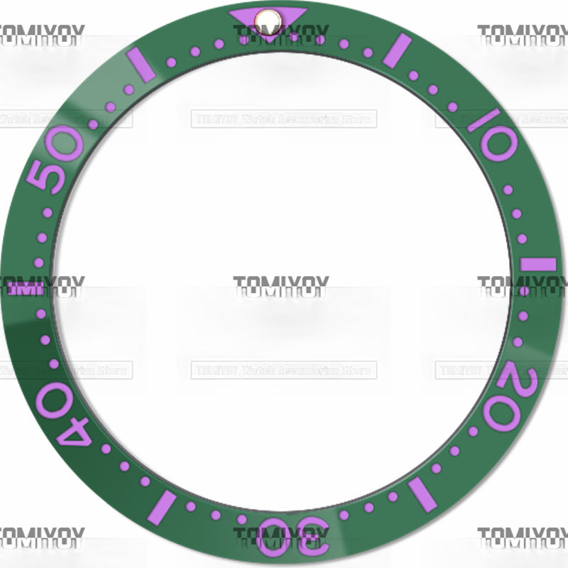 38MM Green Purple Blue Ceramics Flat Watch Bezel Insert Fit For S-K-X Mechanical Wristwatch