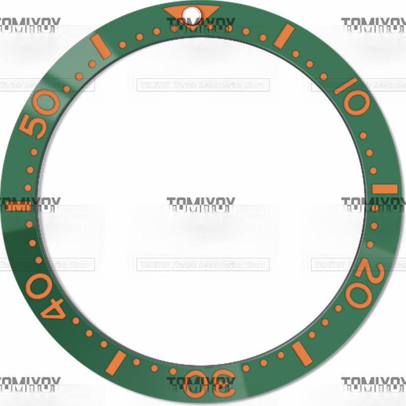 38MM Green Purple Blue Ceramics Flat Watch Bezel Insert Fit For S-K-X Mechanical Wristwatch