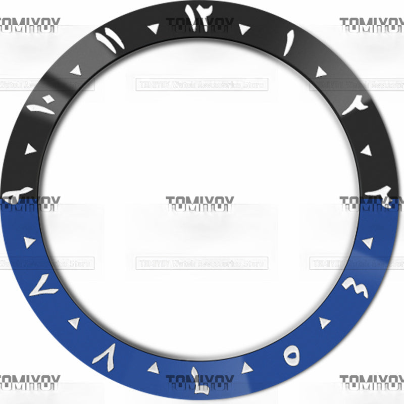 38MM Blue Green Brown Arabic Ceramic Solpe Watch Bezel Insert Fit For S-K-X Mechanical Wristwatch