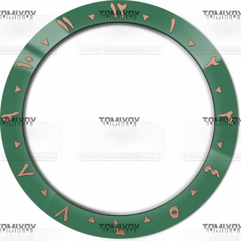 38MM Blue Green Brown Arabic Ceramic Solpe Watch Bezel Insert Fit For S-K-X Mechanical Wristwatch
