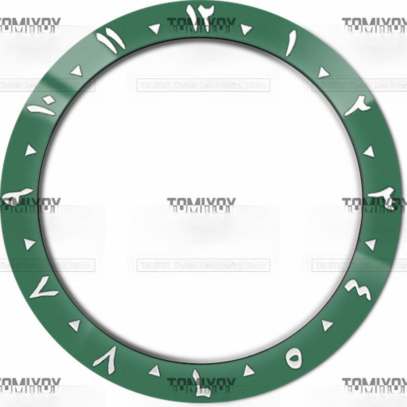 38MM Blue Green Brown Arabic Ceramic Solpe Watch Bezel Insert Fit For S-K-X Mechanical Wristwatch