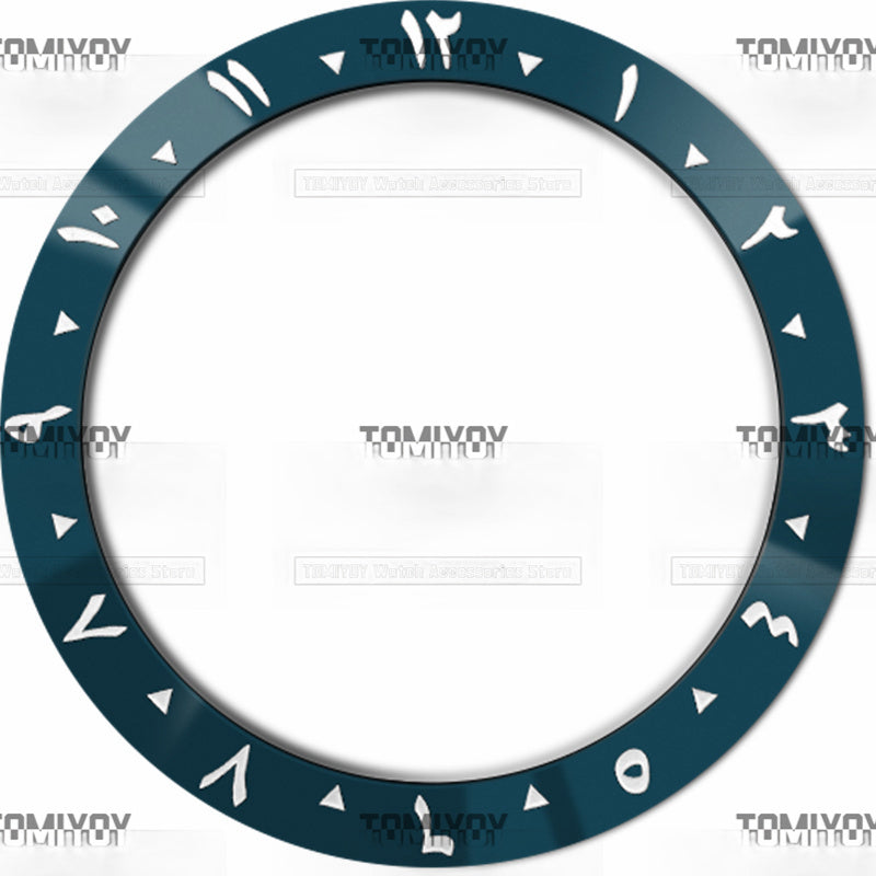 38MM Blue Green Brown Arabic Ceramic Solpe Watch Bezel Insert Fit For S-K-X Mechanical Wristwatch