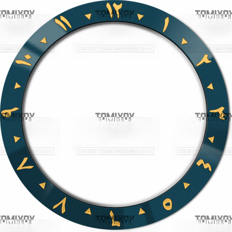 38MM Blue Green Brown Arabic Ceramic Solpe Watch Bezel Insert Fit For S-K-X Mechanical Wristwatch