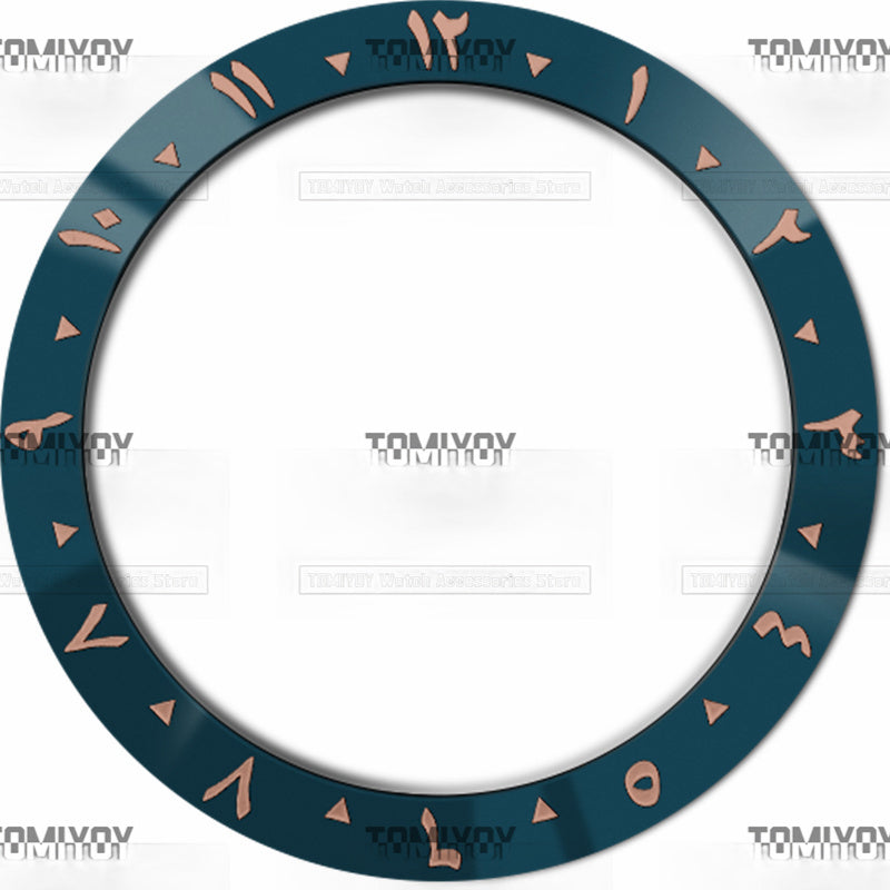38MM Blue Green Brown Arabic Ceramic Solpe Watch Bezel Insert Fit For S-K-X Mechanical Wristwatch