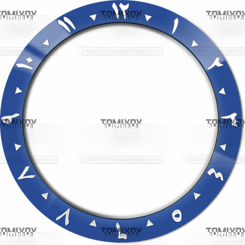 38MM Blue Green Brown Arabic Ceramic Solpe Watch Bezel Insert Fit For S-K-X Mechanical Wristwatch