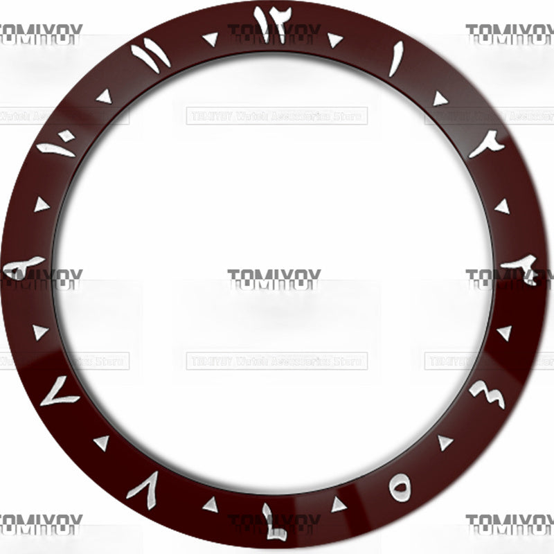 38MM Blue Green Brown Arabic Ceramic Solpe Watch Bezel Insert Fit For S-K-X Mechanical Wristwatch