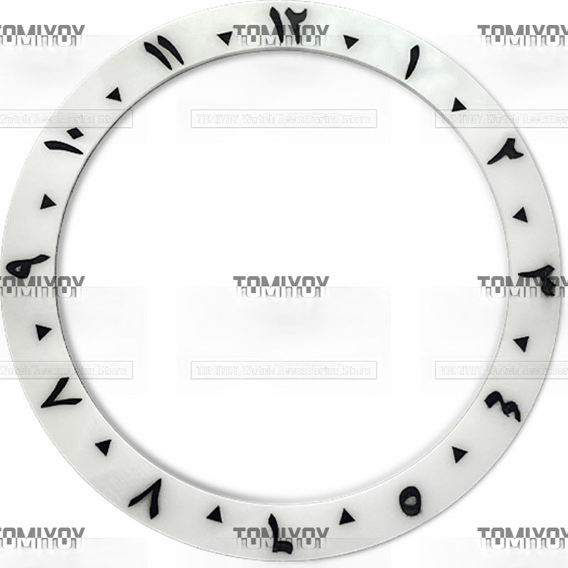 38MM Sliver Green Purple Arabic Numerals Ceramic Sloped Watch Bezel Insert Fit For S-K-X Mechanical Wristwatch