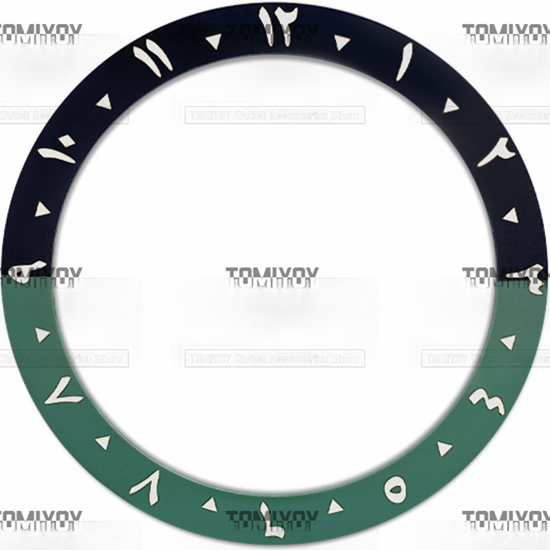 38MM Sliver Green Purple Arabic Numerals Ceramic Sloped Watch Bezel Insert Fit For S-K-X Mechanical Wristwatch
