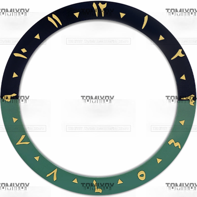 38MM Sliver Green Purple Arabic Numerals Ceramic Sloped Watch Bezel Insert Fit For S-K-X Mechanical Wristwatch