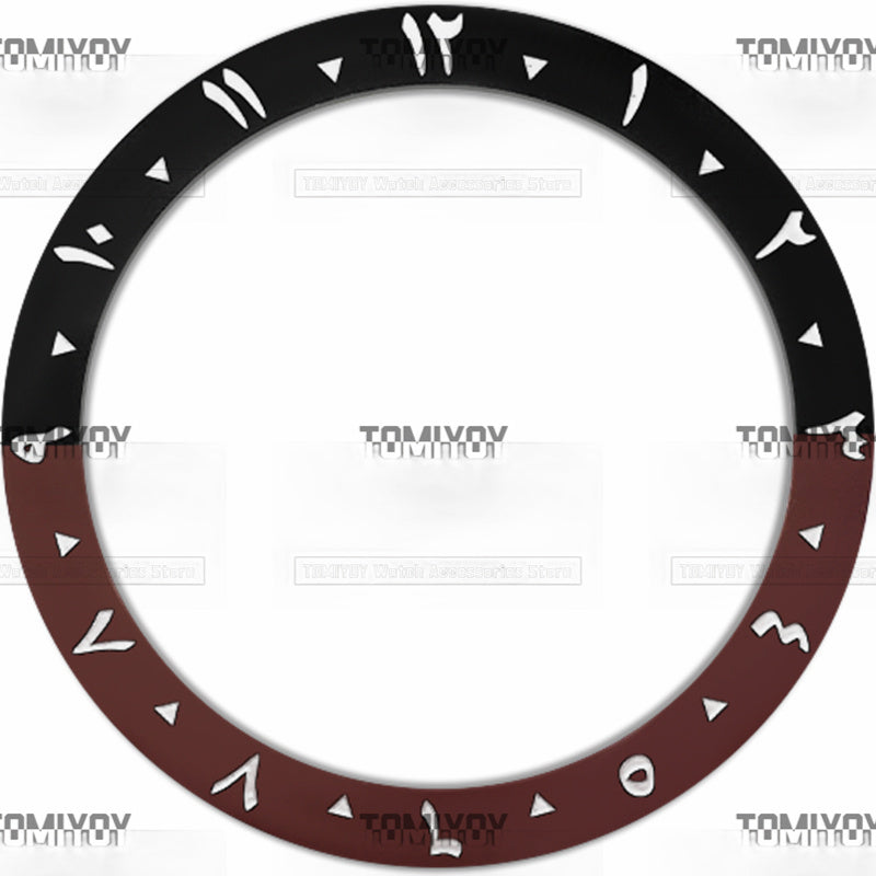 38MM Sliver Green Purple Arabic Numerals Ceramic Sloped Watch Bezel Insert Fit For S-K-X Mechanical Wristwatch