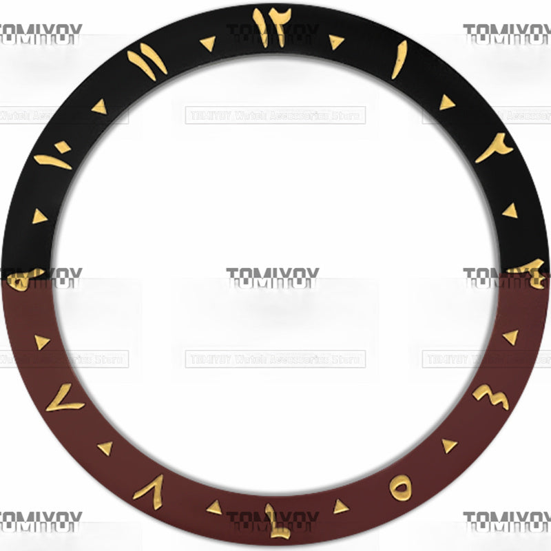 38MM Sliver Green Purple Arabic Numerals Ceramic Sloped Watch Bezel Insert Fit For S-K-X Mechanical Wristwatch
