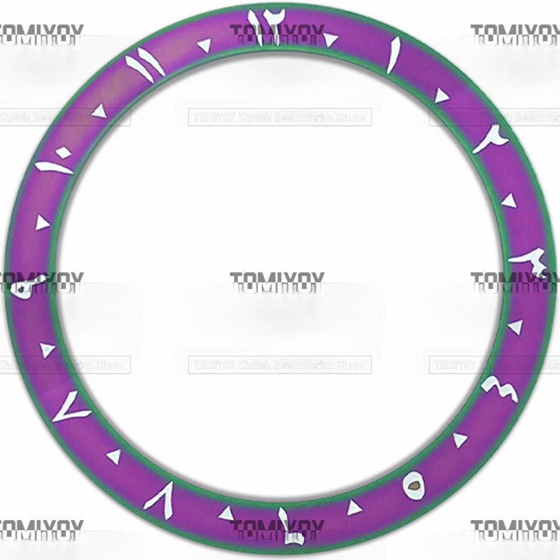 38MM Sliver Green Purple Arabic Numerals Ceramic Sloped Watch Bezel Insert Fit For S-K-X Mechanical Wristwatch