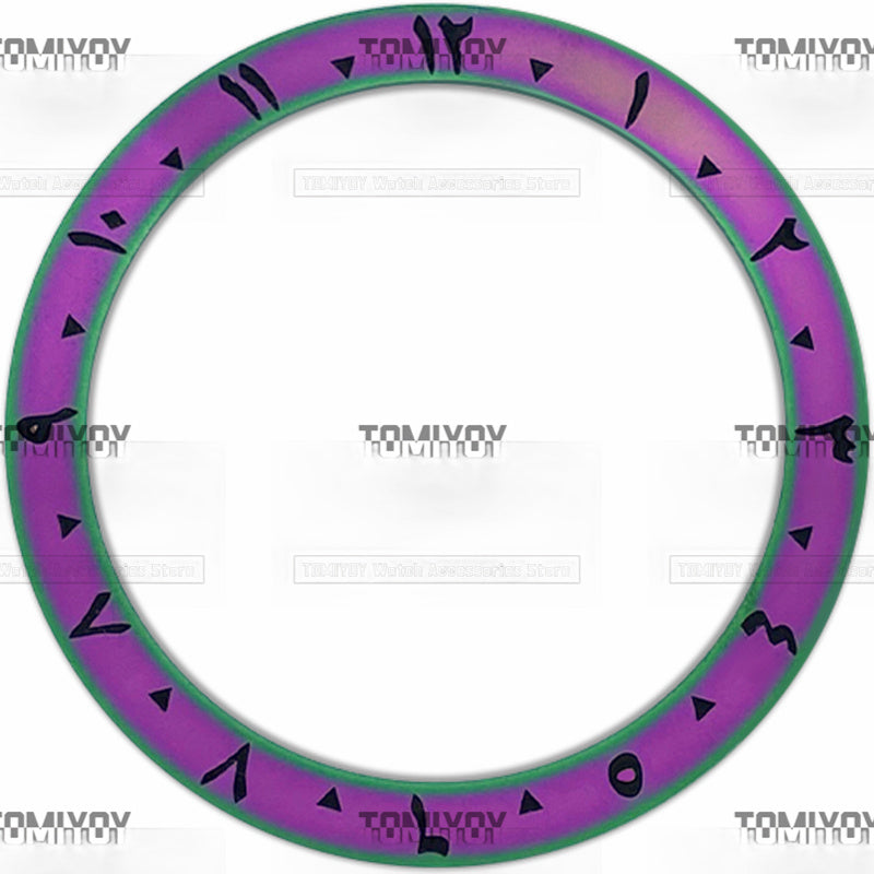 38MM Sliver Green Purple Arabic Numerals Ceramic Sloped Watch Bezel Insert Fit For S-K-X Mechanical Wristwatch
