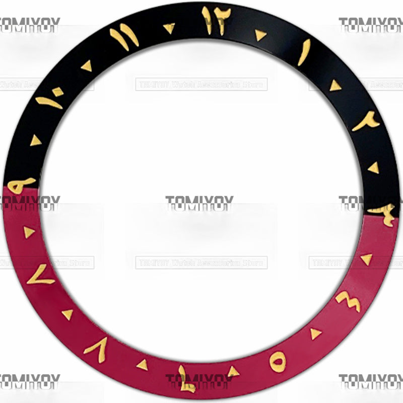 38MM Rose Gold Red Blue Black Green Arabic numerals Aluminium Sloped Watch Bezel Insert Fit For S-K-X Mechanical Wristwatch