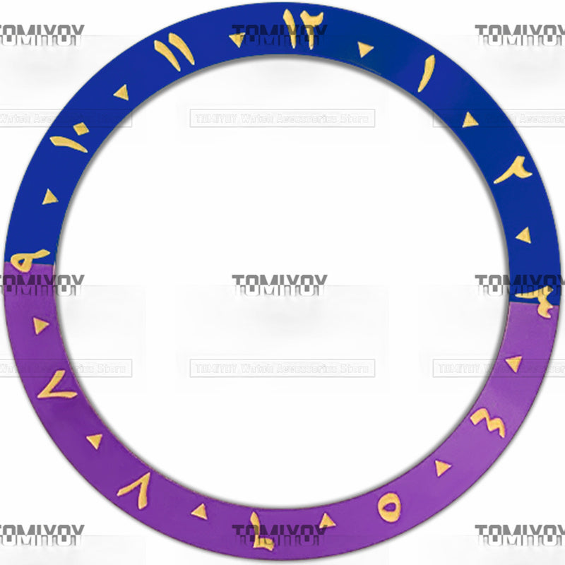 38MM Rose Gold Red Blue Black Green Arabic numerals Aluminium Sloped Watch Bezel Insert Fit For S-K-X Mechanical Wristwatch