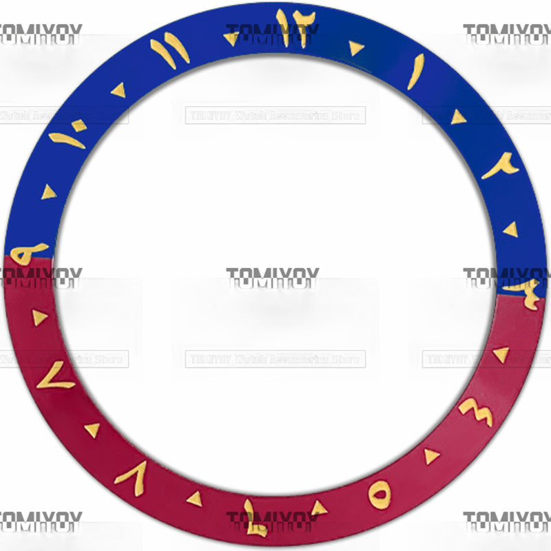 38MM Rose Gold Red Blue Black Green Arabic numerals Aluminium Sloped Watch Bezel Insert Fit For S-K-X Mechanical Wristwatch