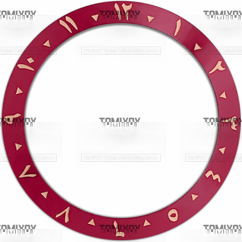 38MM Rose Gold Red Blue Black Green Arabic numerals Aluminium Sloped Watch Bezel Insert Fit For S-K-X Mechanical Wristwatch