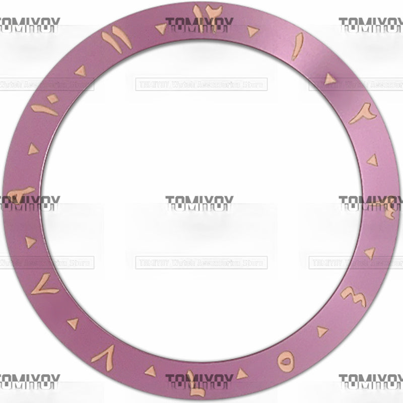 38MM Rose Gold Red Blue Black Green Arabic numerals Aluminium Sloped Watch Bezel Insert Fit For S-K-X Mechanical Wristwatch
