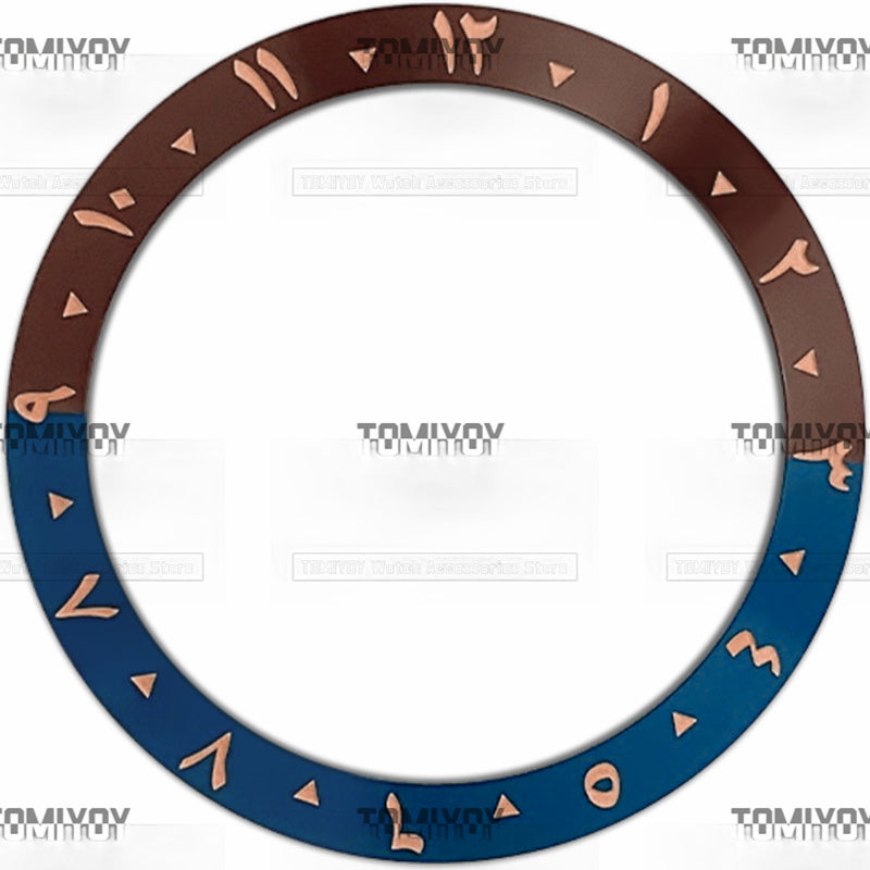 38MM Rose Gold Red Blue Black Green Arabic numerals Aluminium Sloped Watch Bezel Insert Fit For S-K-X Mechanical Wristwatch