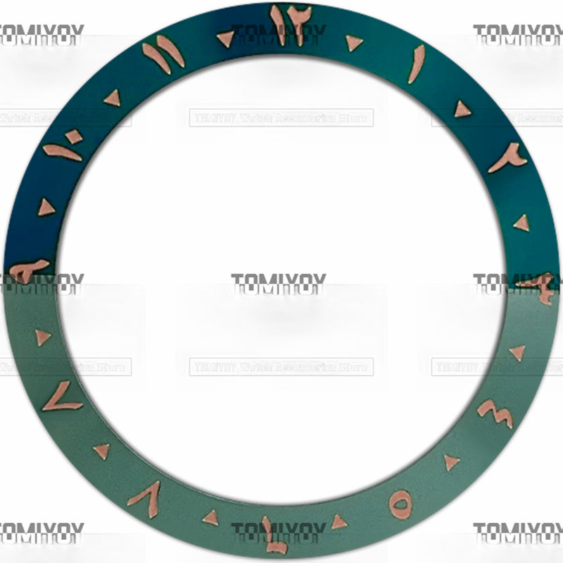 38MM Rose Gold Red Blue Black Green Arabic numerals Aluminium Sloped Watch Bezel Insert Fit For S-K-X Mechanical Wristwatch