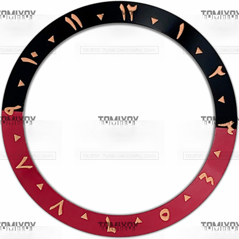38MM Rose Gold Red Blue Black Green Arabic numerals Aluminium Sloped Watch Bezel Insert Fit For S-K-X Mechanical Wristwatch